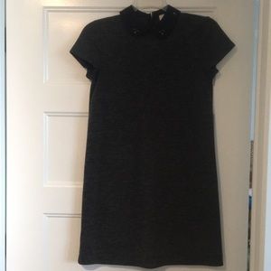 LOFT size small charcoal dress with beaded collar